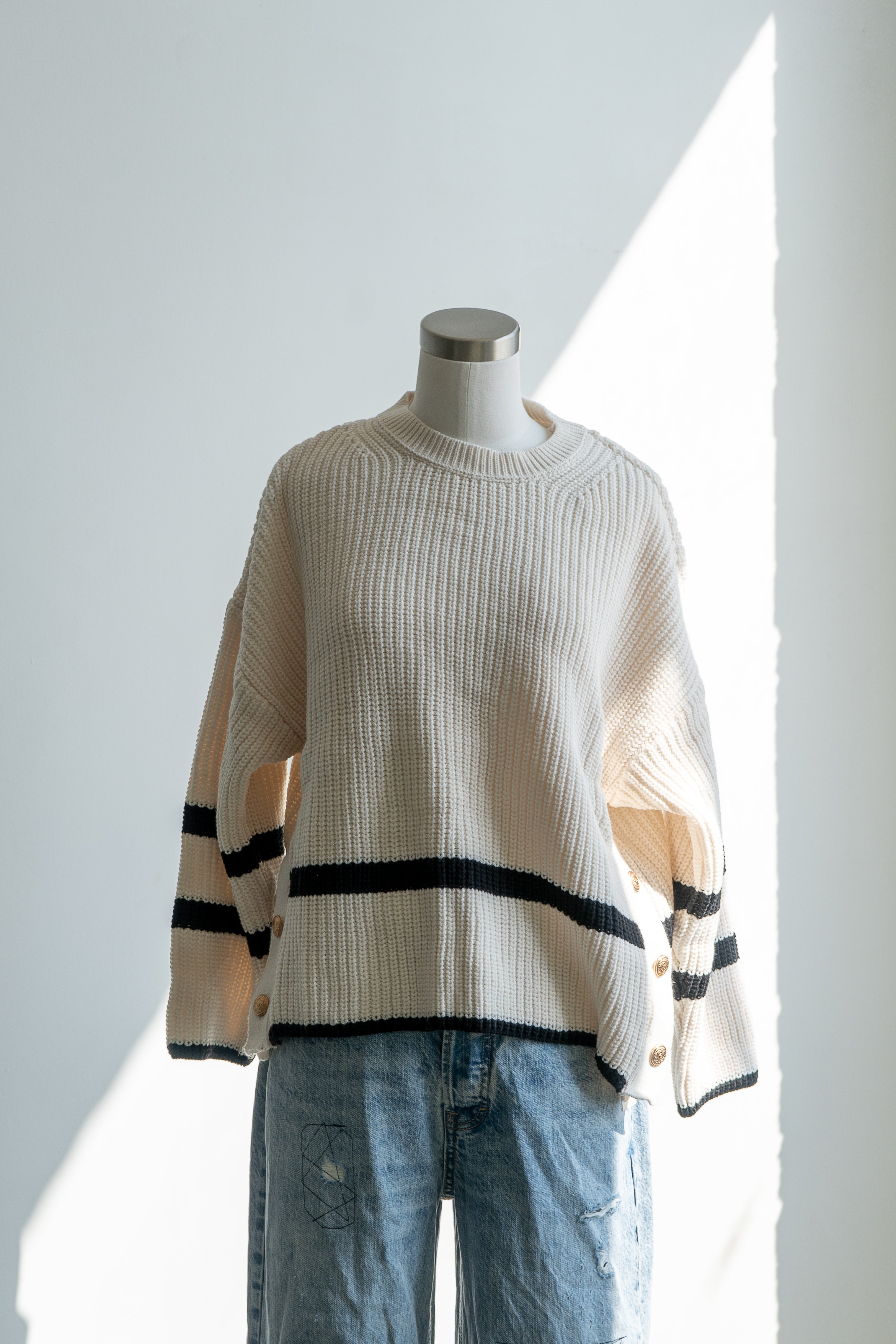 Golden Stripes Knit Sweater