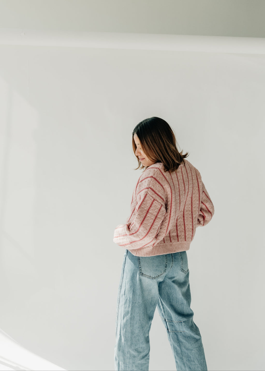 Rosé Striped Knit Cardigan