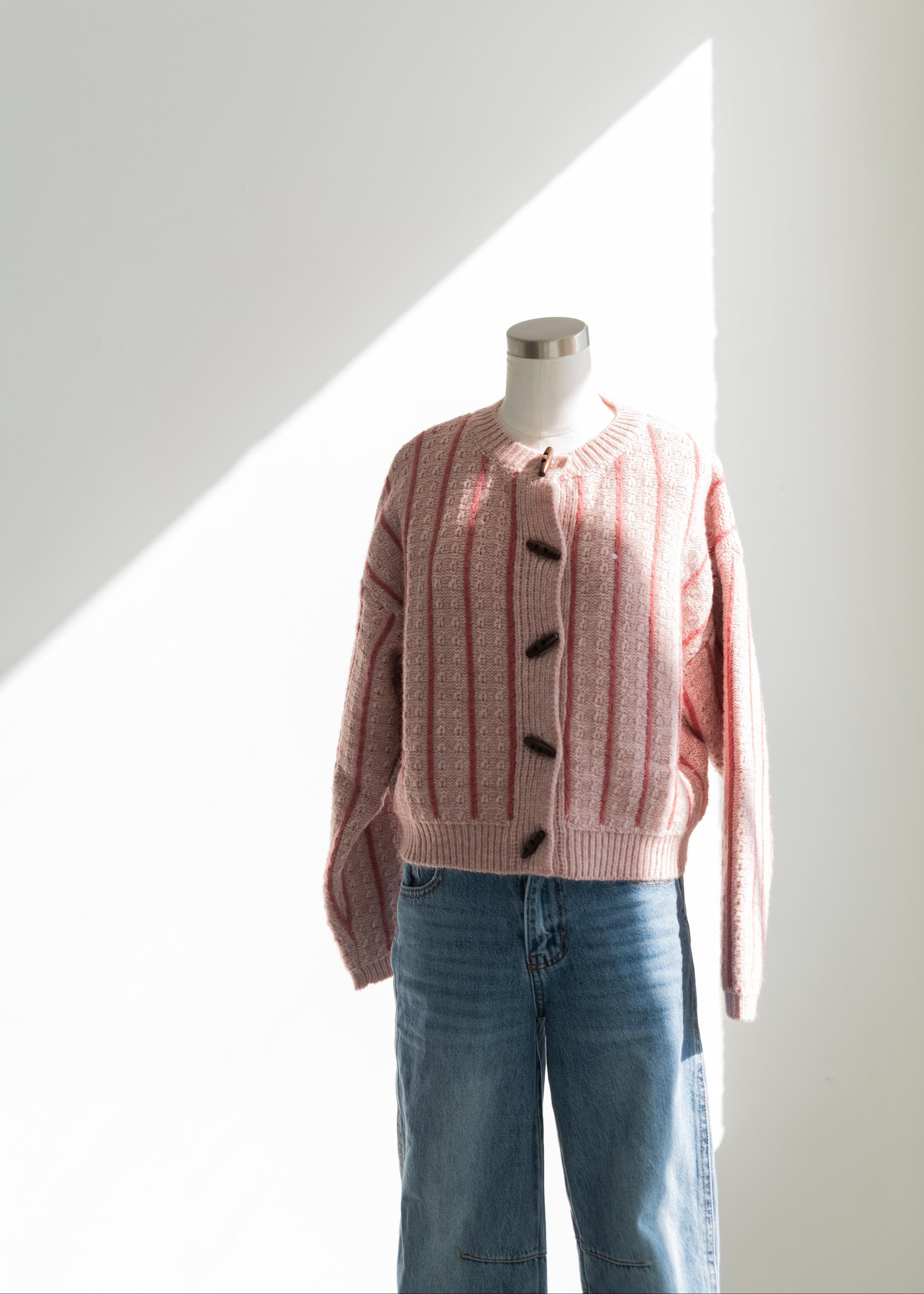 Rosé Striped Knit Cardigan