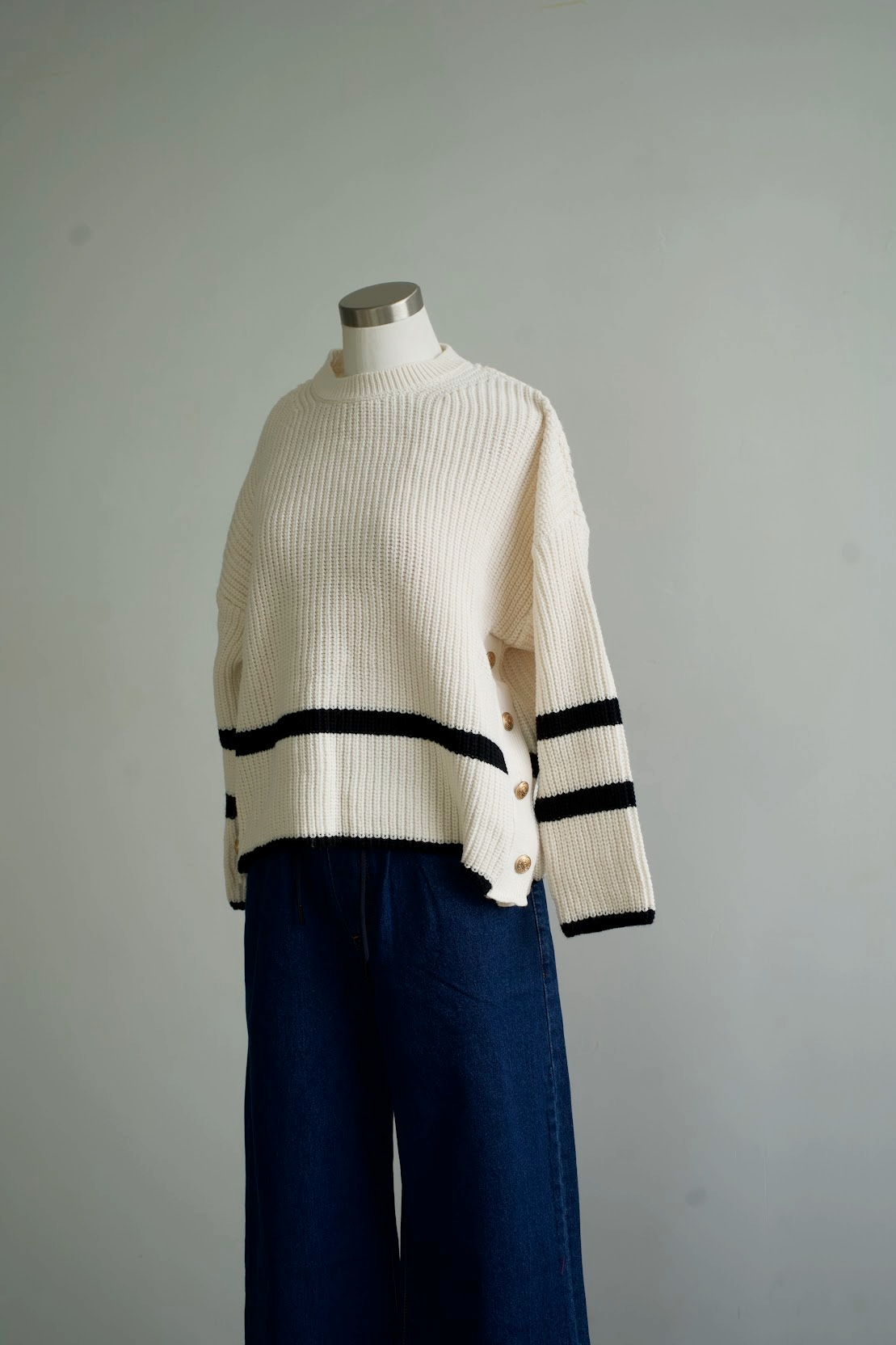 Golden Stripes Knit Sweater